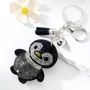 🆕️ 🐧 RHINESTONE PADDED PENGUIN BAG CHARM KEY CHAIN🐧